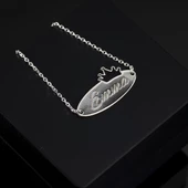 925 Ayar Gümüş Kalpli Plaka İsim Kolye Özel Tasarım thumbnail 1