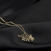 925 Ayar Gümüş Dinozor Origami Kolye Özel Tasarım thumbnail 2