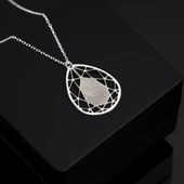 925 Ayar Gümüş Damla Parmak İzi Kolye Özel Tasarım thumbnail 1