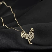 925 Ayar Gümüş Horoz Figürlü Origami Kolye Özel Tasarım thumbnail 2