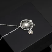 925 Ayar Gümüş Bisikletli Akrobat Sirk Karnaval Gösteri Bisiklet Kolye Özel Tasarım thumbnail 2