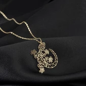 925 Ayar Gümüş  Kertenkele Kolye Özel Tasarım thumbnail 1