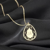 925 Ayar Gümüş Damla Harf Kolye Özel Tasarım thumbnail 2