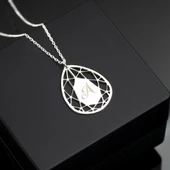 925 Ayar Gümüş Damla Harf Kolye Özel Tasarım thumbnail 1