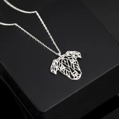 925 Ayar Gümüş  Şaşkın Golden Köpek Kolye Özel Tasarım thumbnail 2