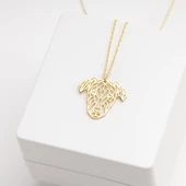 925 Ayar Gümüş  Şaşkın Golden Köpek Kolye Özel Tasarım thumbnail 3