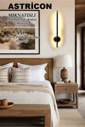 Astricon Pilli Led Aplik Dekoratif Led Aydınlatma 70cm Günışığı Tek Adet Duvar Aplik thumbnail 2