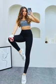 Siyah Tayt Dalgıç Kumaş Yüksek Bel Toparlayıcı Etkili 1 Beden Ince Görünüm Sağlar - 3