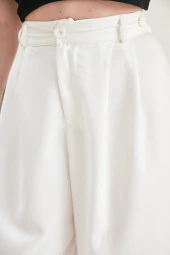 Kadın 2 Pileli Pilesi Öne Arkaya ayarlanır bol kadın Pantolon thumbnail 2