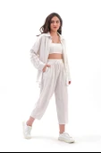 Krinkıl Kumaş Keten İkili Takım - Ekru thumbnail 2