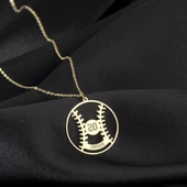 925 Ayar Gümüş Beyzbol Topu İsim Kolye Özel Tasarım thumbnail 2