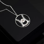 925 Ayar Gümüş Beyzbol Topu İsim Kolye Özel Tasarım thumbnail 1