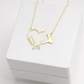 925 Ayar Gümüş Kuaför Beber Kalpli Kolye Özel Seri thumbnail 3