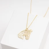 925 Ayar Gümüş At Figürlü Origami Kolye Özel Tasarım thumbnail 3