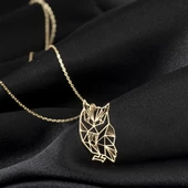 925 Ayar Gümüş Baykuş Figürlü Kolye Özel Tasarım thumbnail 1