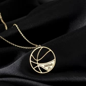 925 Ayar Gümüş Basket Topu İsim Kolye Özel Tasarım thumbnail 2