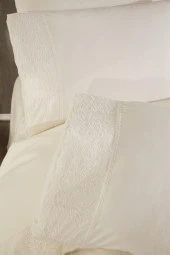 Fransız Dantelli Suna Çeyizlik Nevresim Takımı Krem thumbnail 6