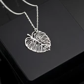 925 Ayar Gümüş Yaprak Kolye Özel Tasarım thumbnail 1