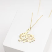 925 Ayar Gümüş Sol Anahtarlı Ve Notalı Kolye Özel Tasarım thumbnail 2