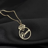 925 Ayar Gümüş Pırlanta İsim Kolye Özel Tasarım thumbnail 2