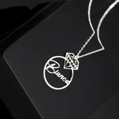 925 Ayar Gümüş Pırlanta İsim Kolye Özel Tasarım thumbnail 1