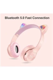 AbaTech A14 SAMSUNG UYUMLU P47M PEMBE KEDİLİ BLUETOOTH KABLOSUZ KULAKLIK thumbnail 2