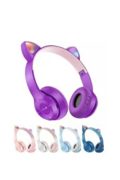 AbaTech A01 SAMSUNG - A02 - SAMSUNG A03 UYUMLU P47M PEMBE KEDİLİ BLUETOOTH KABLOSUZ KULAKLIK thumbnail 3