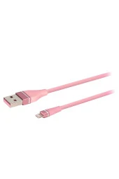 Pembe Jettpower 0054 Metal Başlıklı Örgülü 2.1a Lightning Hızlı Şarj Kablosu 1 m - 1