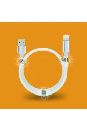 Jettpower 0597 Mıknatıslı Sarma Lightning Şarj Kablosu 1 M Beyaz - 1