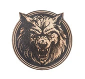 Vahşi Kurt -Yuvarlak  Deri Peç - Arma - Wolf Leather Patch thumbnail 1