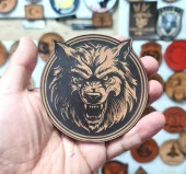 Vahşi Kurt -Yuvarlak  Deri Peç - Arma - Wolf Leather Patch thumbnail 2