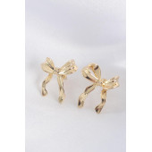 ZÜHRE Pirinç Gold Renk Fiyonk Küpe - 1