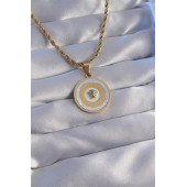 ZÜHRE 316L Çelik Zincir Gold Renk Mineli Burgu Zincirli Medusa Kolye - 1