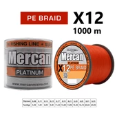 Mercan Pe Örgü Platinum X12 Turuncu İp 1000m Makara Misina - 5