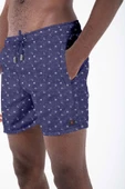 Su İtici Özellikli Dijital Baskılı Erkek Plaj Deniz Şort Mayo - 0204-Lacivert thumbnail 4