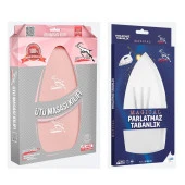 Gazella Ütü Altlığı +  Ütü Masası Kılıfı Bezi 50 x 135 cm Pudra Set - 1