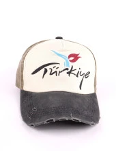 Perlotus Turkey Türkiye Yazılı Pamuklu Eskitme Haki Yeşil Şapka - 1