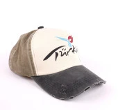 Perlotus Turkey Türkiye Yazılı Pamuklu Eskitme Haki Yeşil Şapka - 3