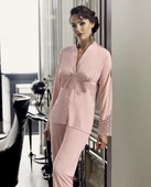 200 Kadın 6'lı Uzun Penye Gecelik Sabahlık Takım - 3