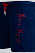 Lacivert Su İtici Özellikli Blue Voyage Nakışlı Erkek Plaj Deniz Şort Mayo - 303-Lacivert thumbnail 5
