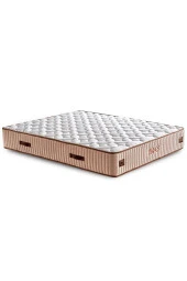 Hades Yatak 200x200 cm Çift Kişilik 30 cm Kalınlığında Paket Yaylı Lüks Yatak Orta Sert Krem Kumaş thumbnail 1