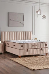 Hades Yatak 120x200 cm Tek Kişilik 30 cm Kalınlığında Paket Yaylı Lüks Yatak Orta Sert Krem Kumaş - 2