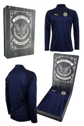 Fenerbahçe Orijinal 23/24 A Takım Hoca Yarım Fermuar Lacivert Çocuk Sweat Hediyelik Ahşap Kutulu - 1