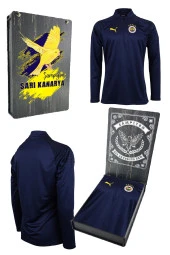 Fenerbahçe Orijinal 23/24 A Takım Hoca Yarım Fermuar Lacivert Çocuk Sweat Ahşap Kutulu - 1