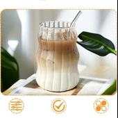 4lü Pipetli Kleemeiero Sunum Bardağı Meşrubat Kahve Soğuk İçecek Hediyelik Bardak 500ml - 3
