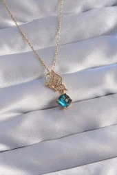 316L Çelik Zincir Gold Renk Zirkon Taşlı Kelebek Figürlü Gezegen Kolye - EBJ270706W25112 thumbnail 1