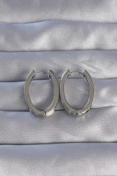 Pirinç Gümüş Renk Zirkon Taşlı Oval Model Küpe - EBJ270706W25240 thumbnail 2