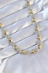 Vip Seri Pirinç Çift Renk Zirkon Taşlı Kalp Tasarımlı Kolye - EBJ270706W25295 thumbnail 1