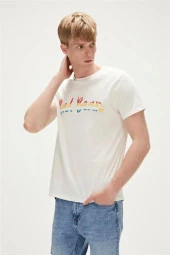 Bad Bear Manuscript T-Shirt Off-White Beyaz Baskılı Erkek Tişört thumbnail 2