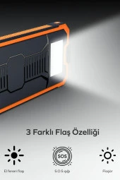 Deji Güneş Enerjili Solar Powerbank 10000mah Led Işıklı Taşınabilir Şarj Cihazı Yeşil - 3